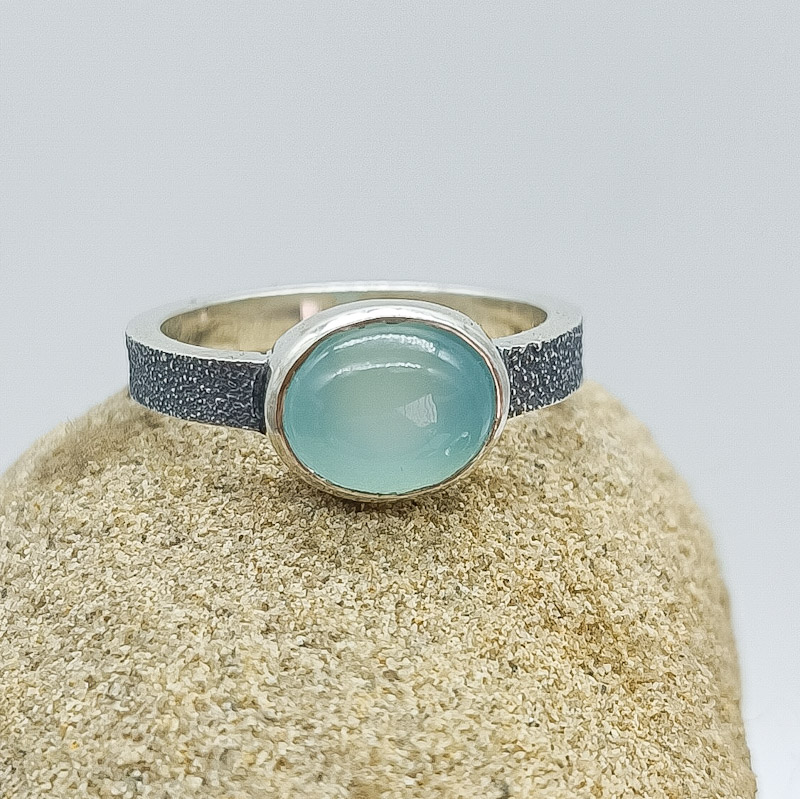 Anell d'Argent Aquamarina