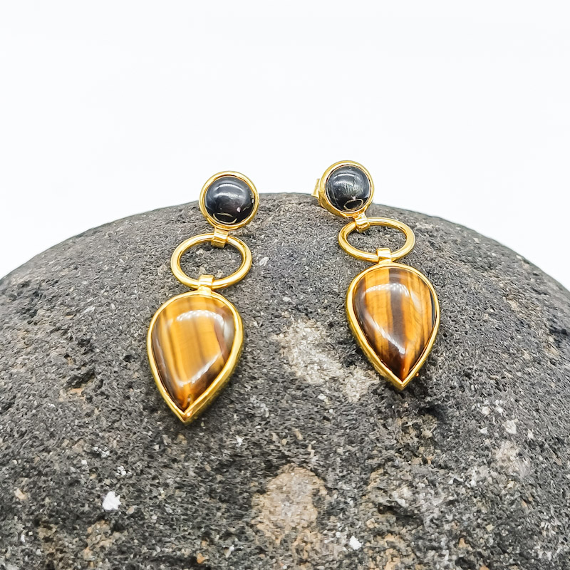 Arracades d'Or amb Ull de Tigre