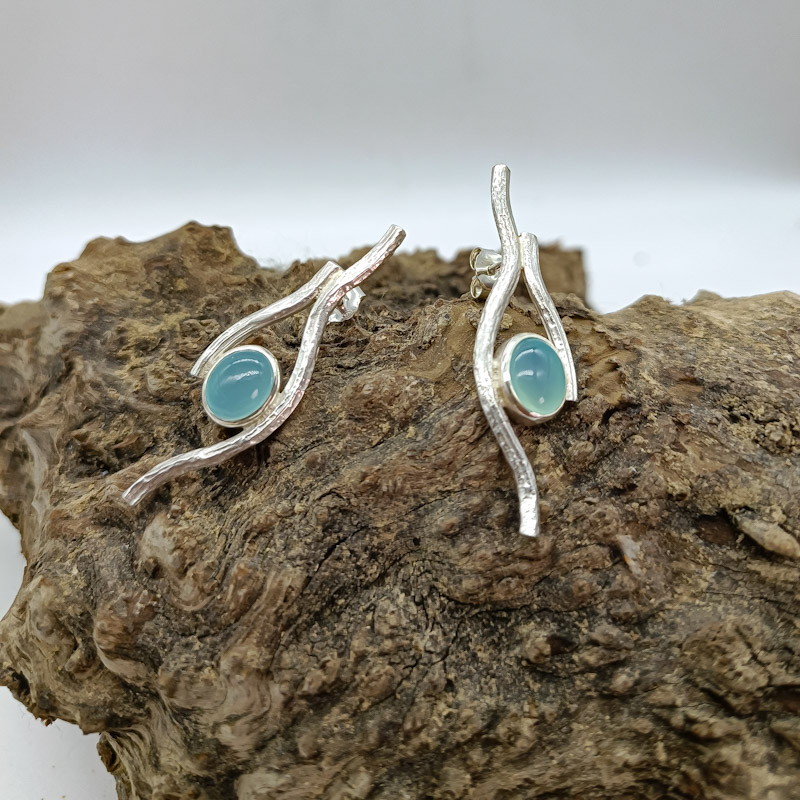 Arracades d'Argent i Aquamarina